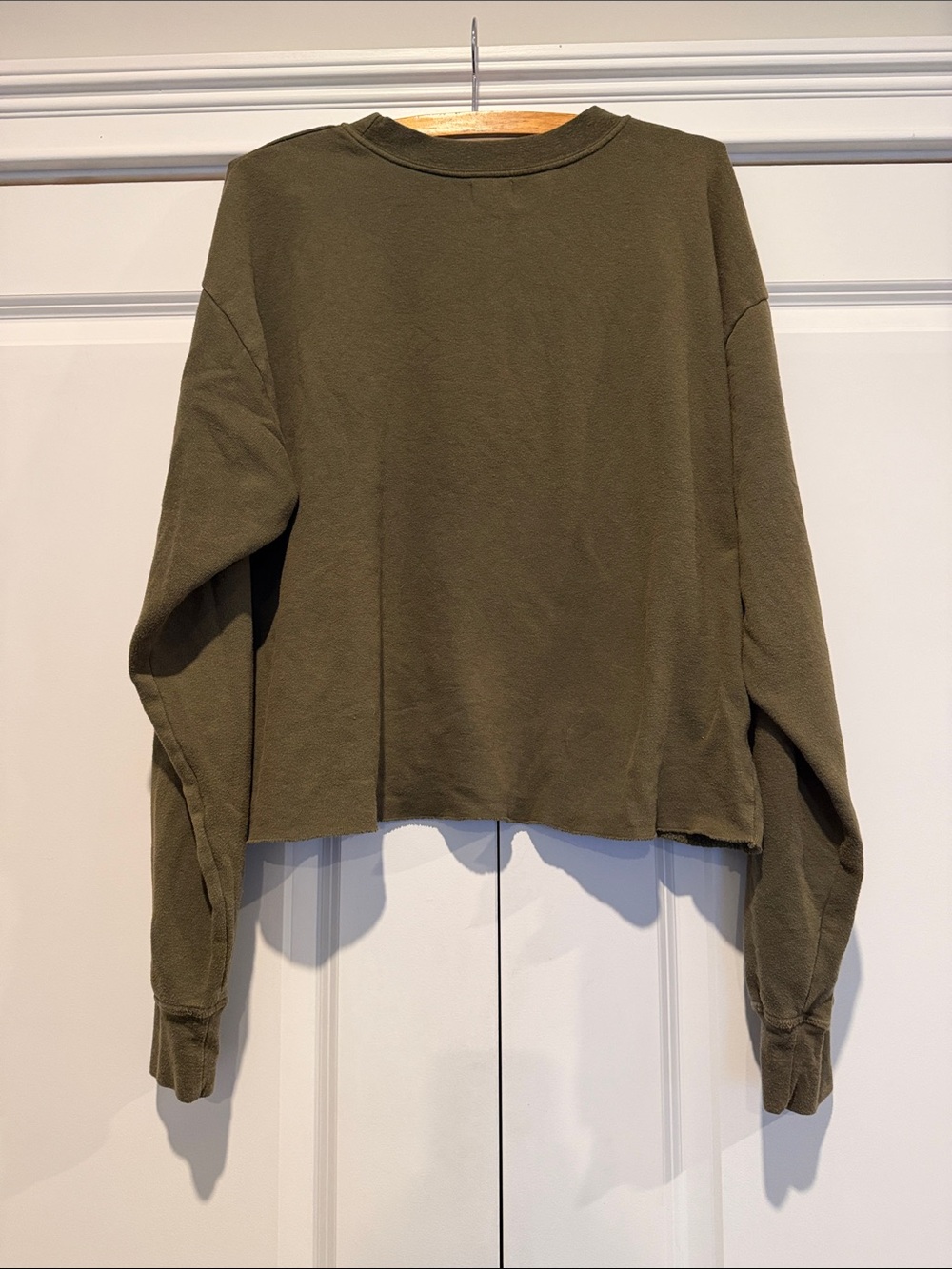 Women's Hey Gang Olive Boxy Crop Crewneck Sweatshirt - Picture 3 of 7